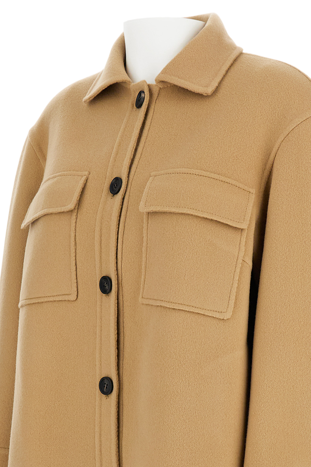 Oversized Wool Blend Jacket with Rounded Hem