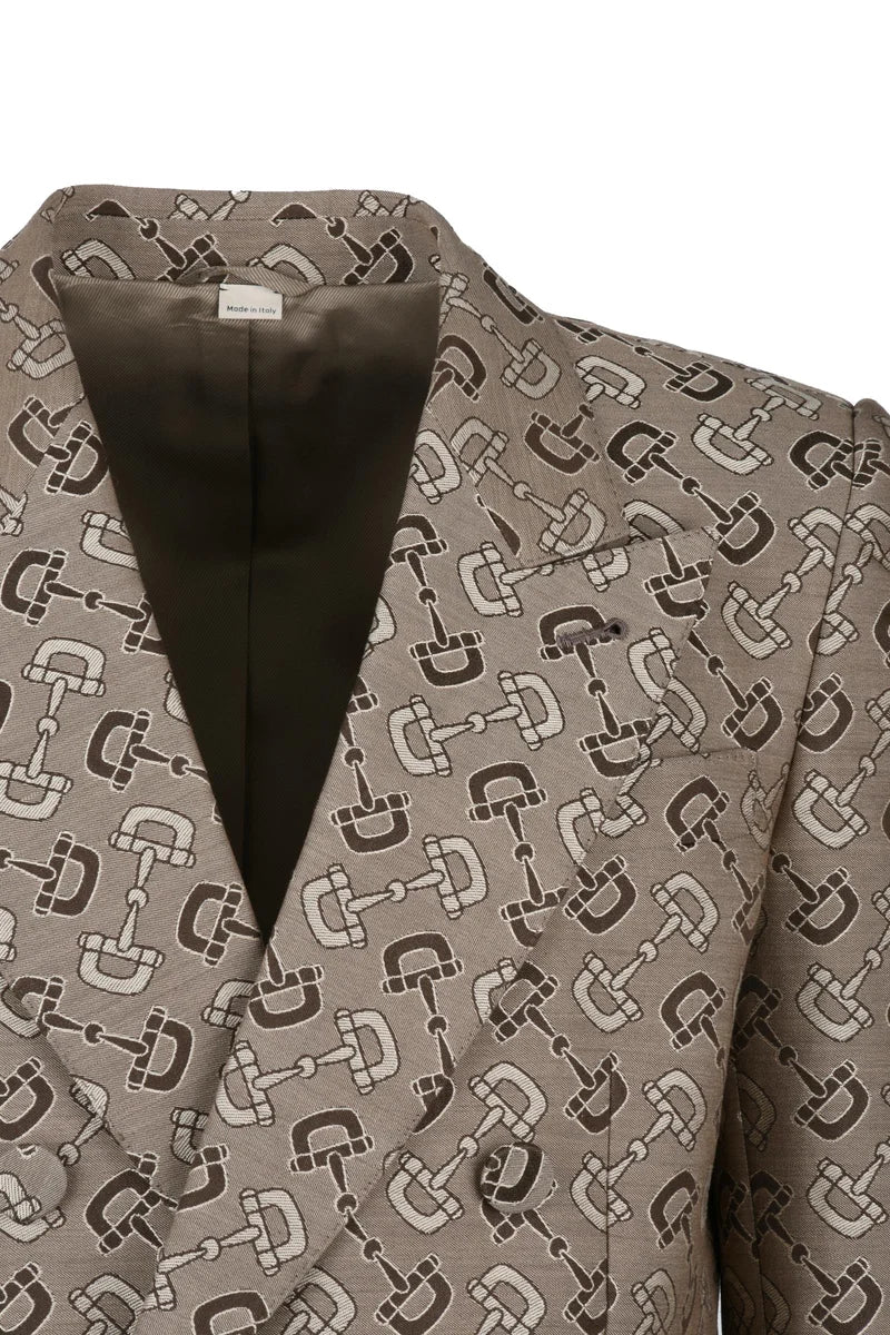 Double-Breasted Jacket Cotton Wool - Brown