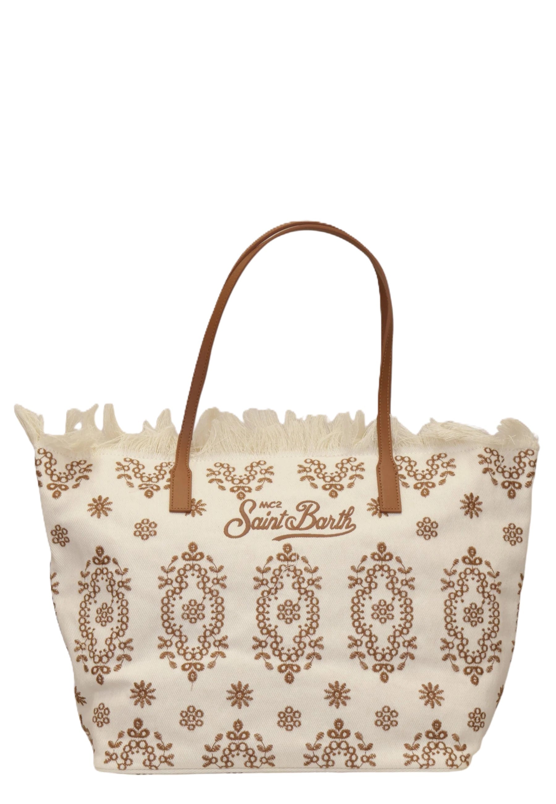 Spacious Tote Bag with Floral and Geometric Patterns