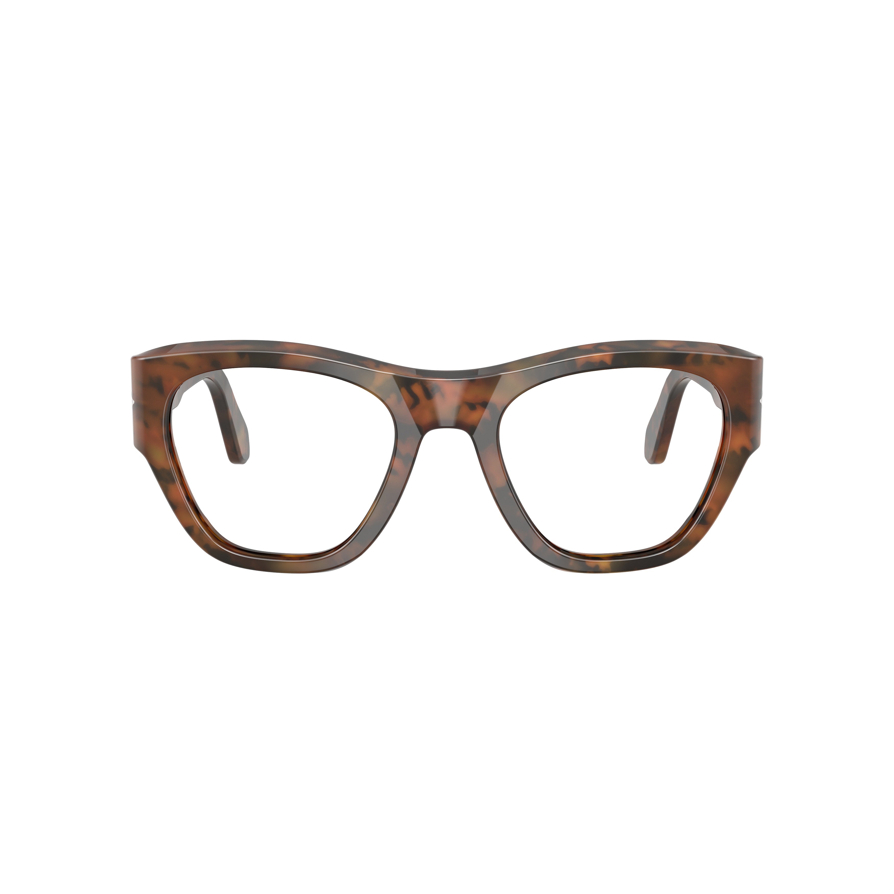 0po0054v Oversized Tortoiseshell Square Frame Eyeglasses with Silver Detail