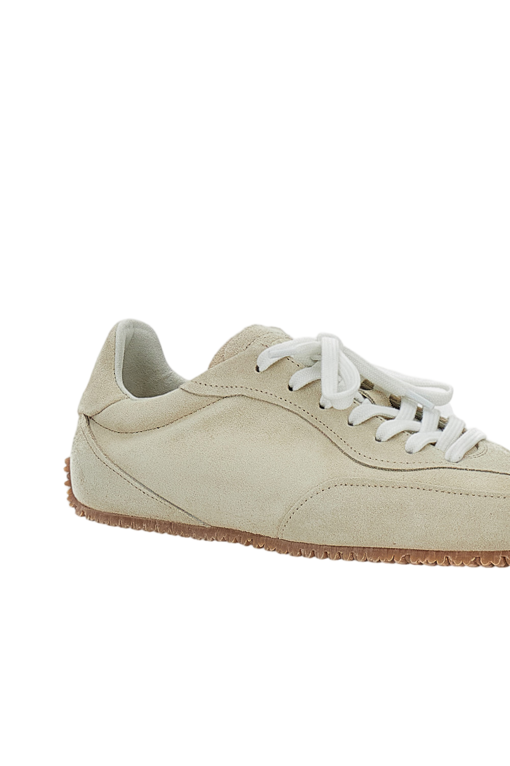 Minimalist Beige Low-Profile Sneakers with Cross-Panel Design