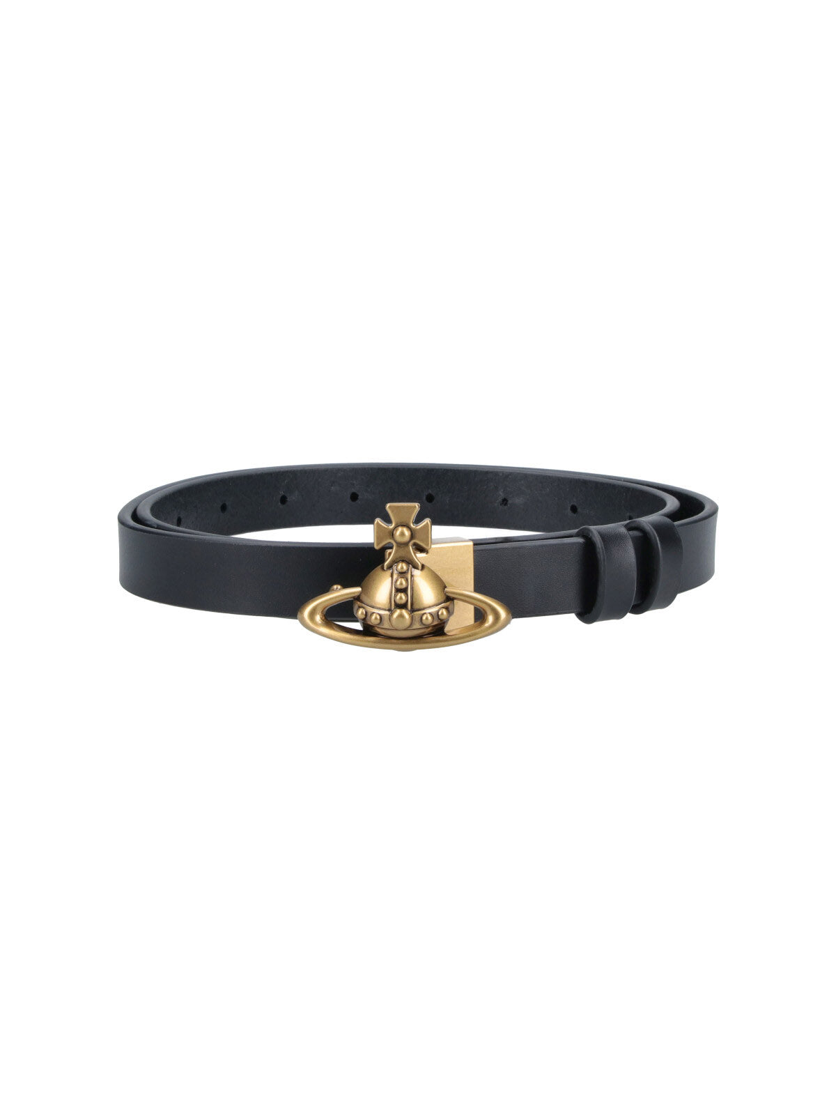 Black Orb Calf Leather Adjustable Belt