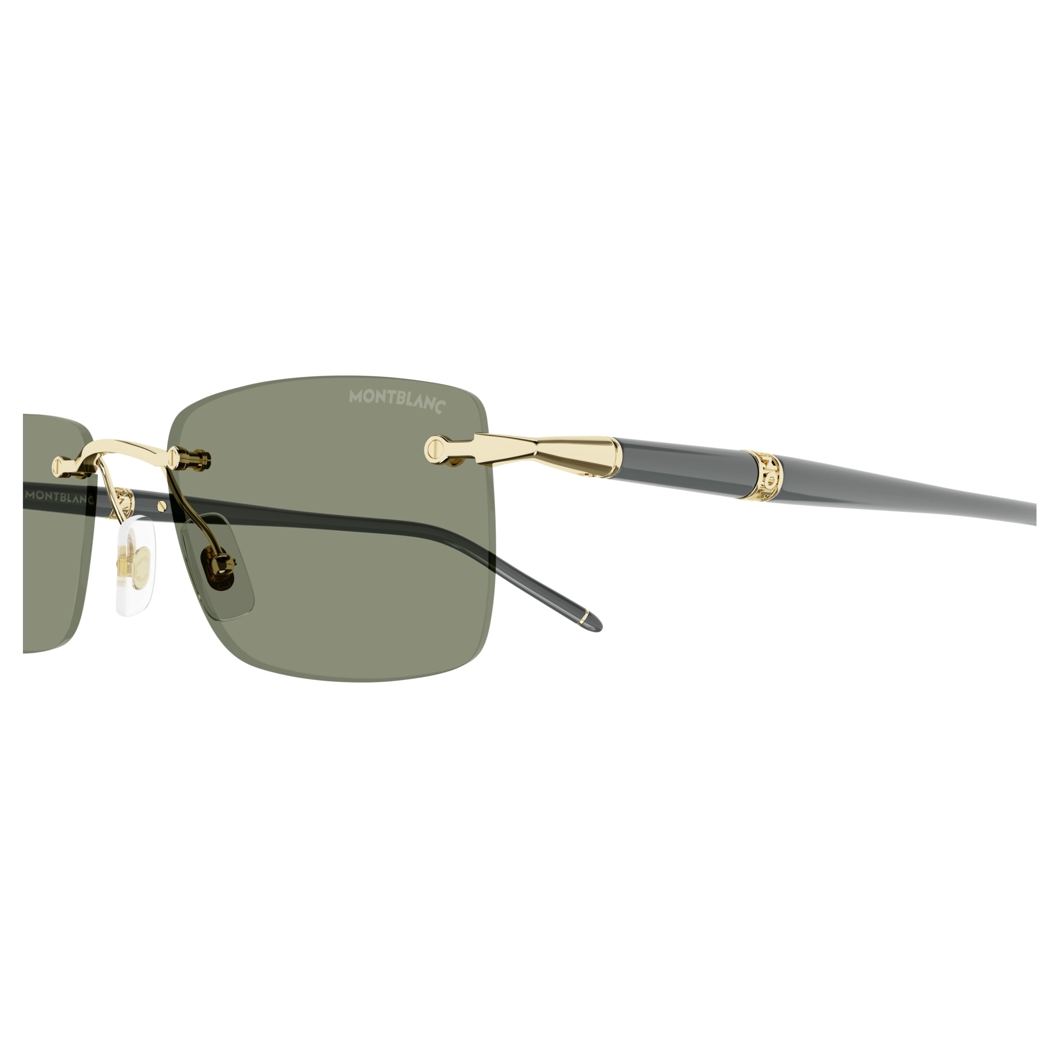 Rimless Rectangular Sunglasses with Gold-tone Accents