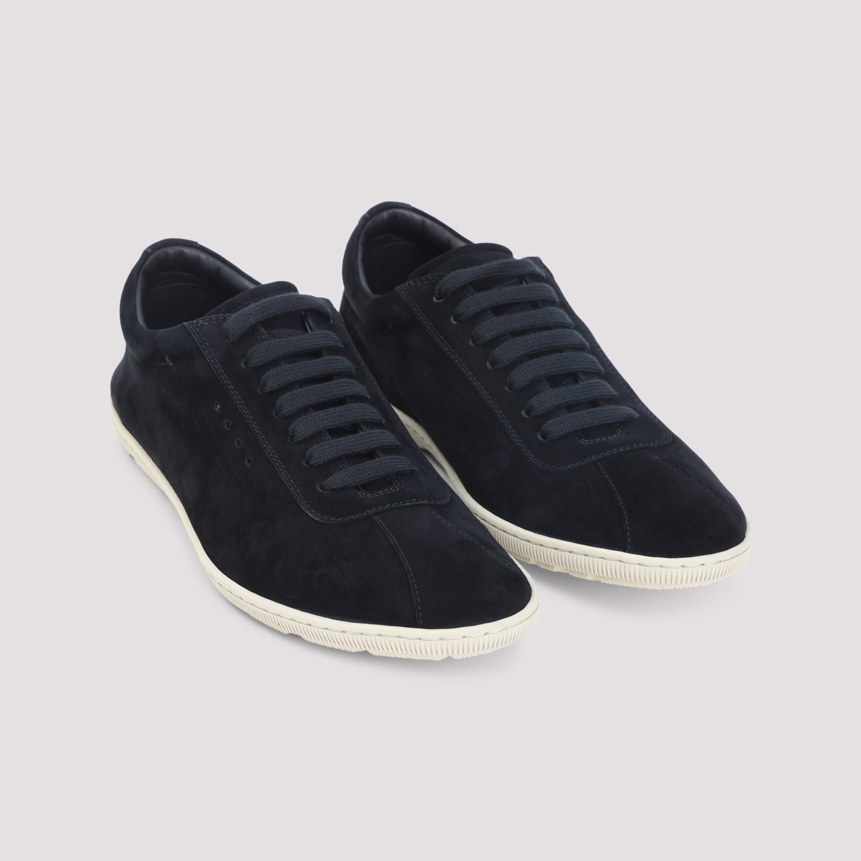 Goat Leather Round Toe Sneakers