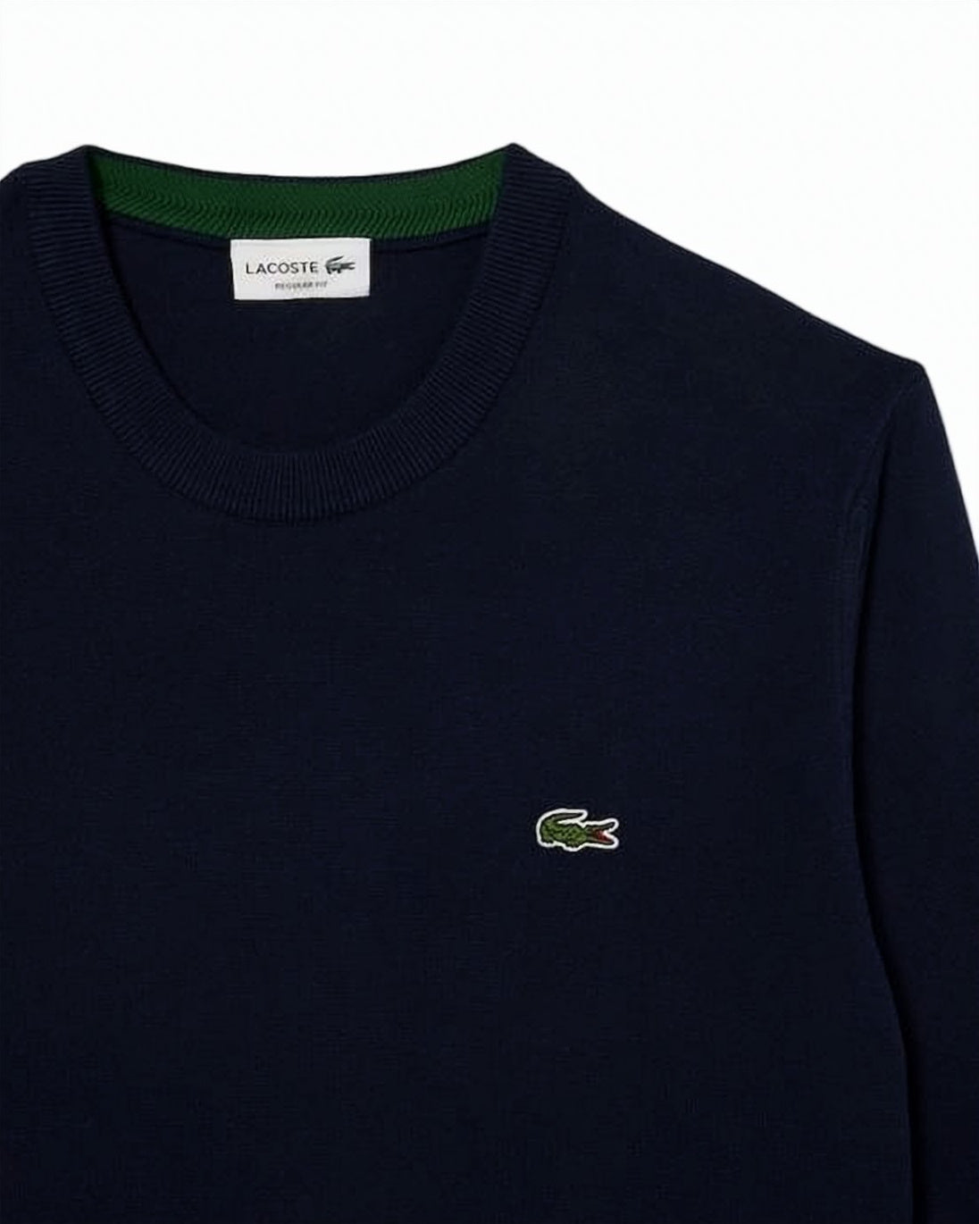 Crew Neck Cotton Sweater with Embroidered Logo