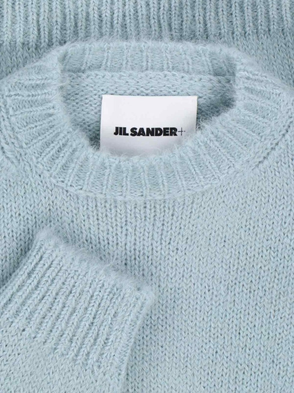 Knitted Crewneck Sweater In Light Blue Alpaca-Wool Blend