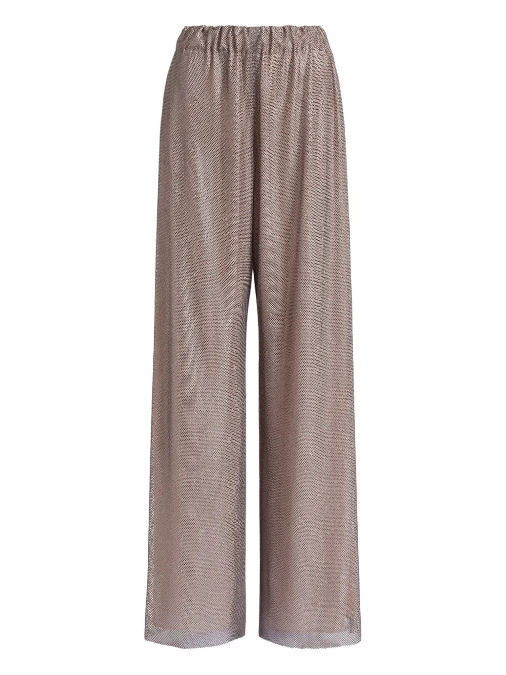 Wide-Leg Pants with Elastic Waistband and Sheer Fabric