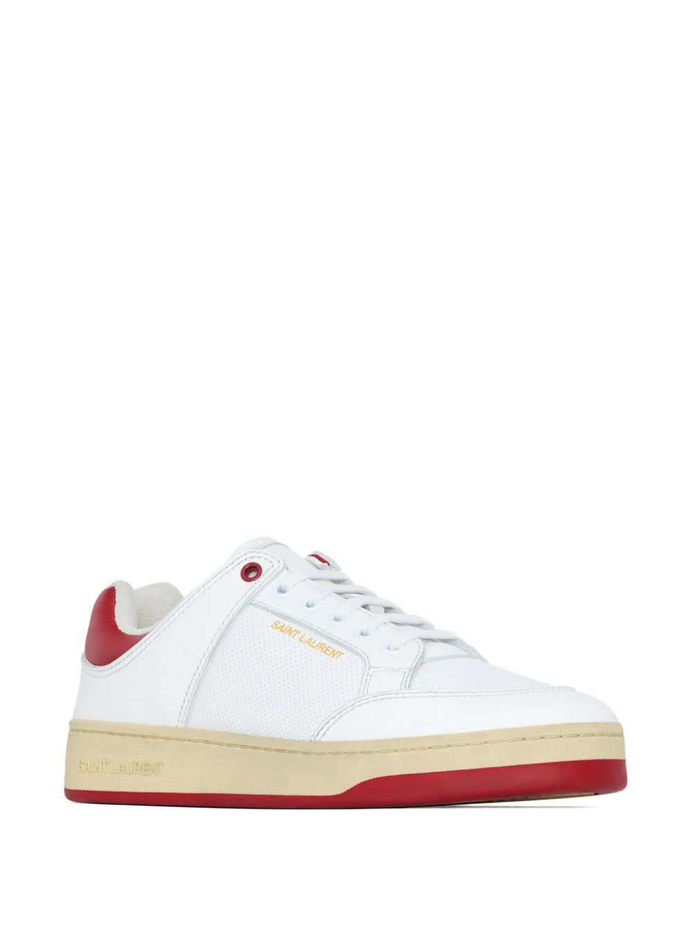 White Sl61 Textured Leather Sneakers
