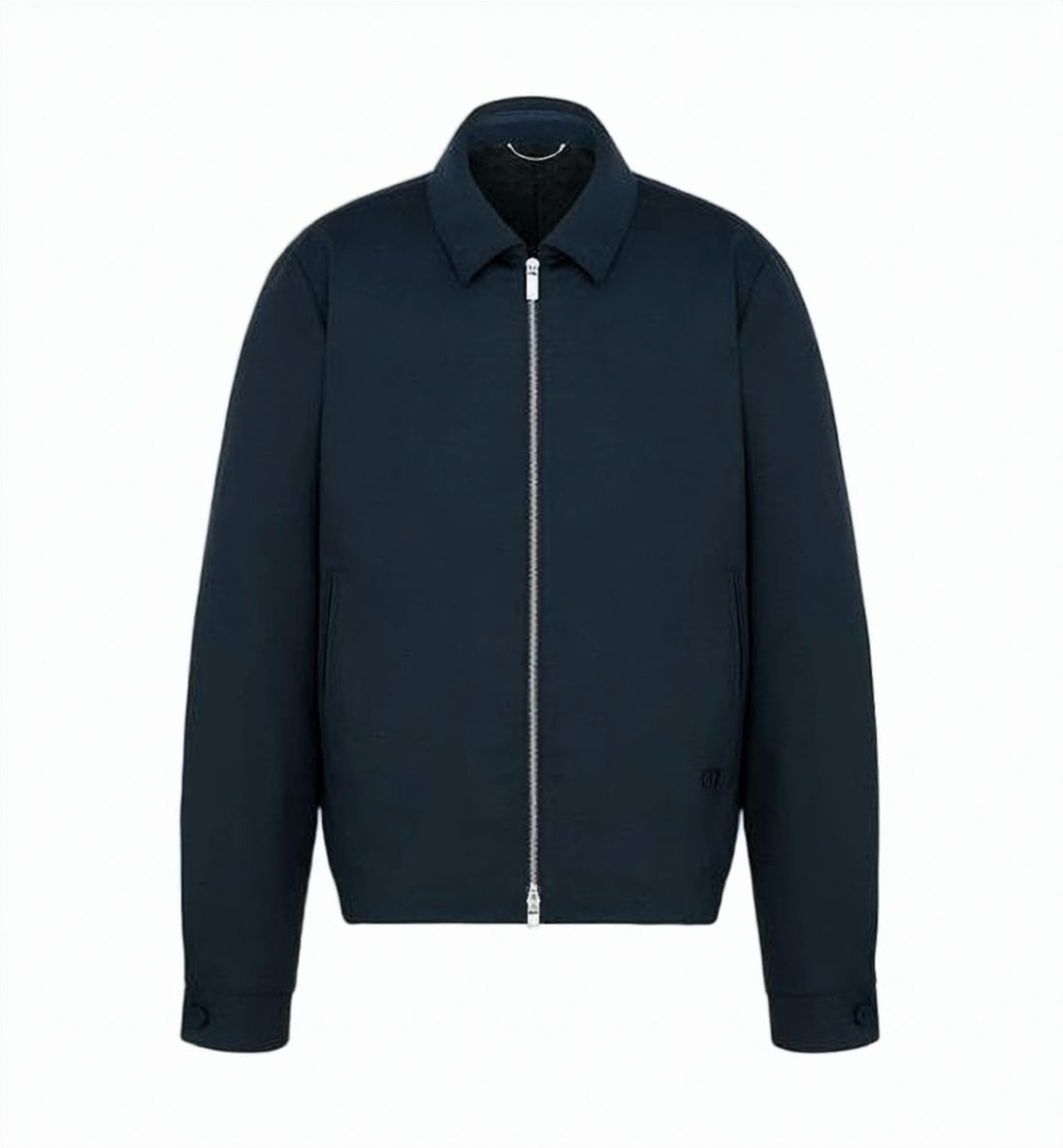 Minimalist Blue Wool Jacket with Elasticated Hem