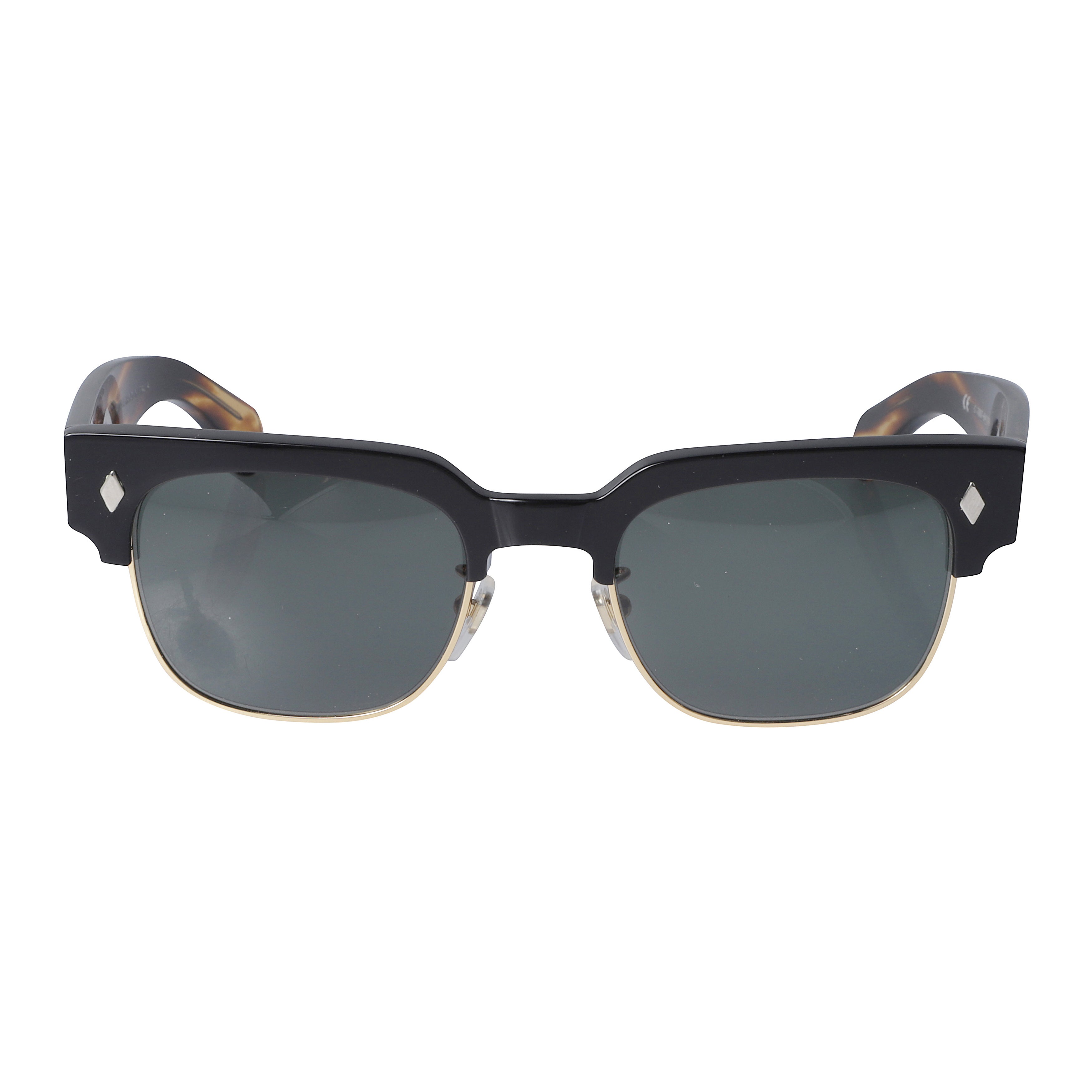Tobako Cm Bold Square-Frame Tortoiseshell Sunglasses with Metallic Accents