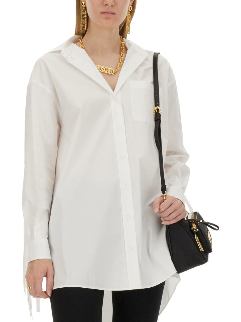 Fringe-Detail Poplin Shirt With Classic Collar