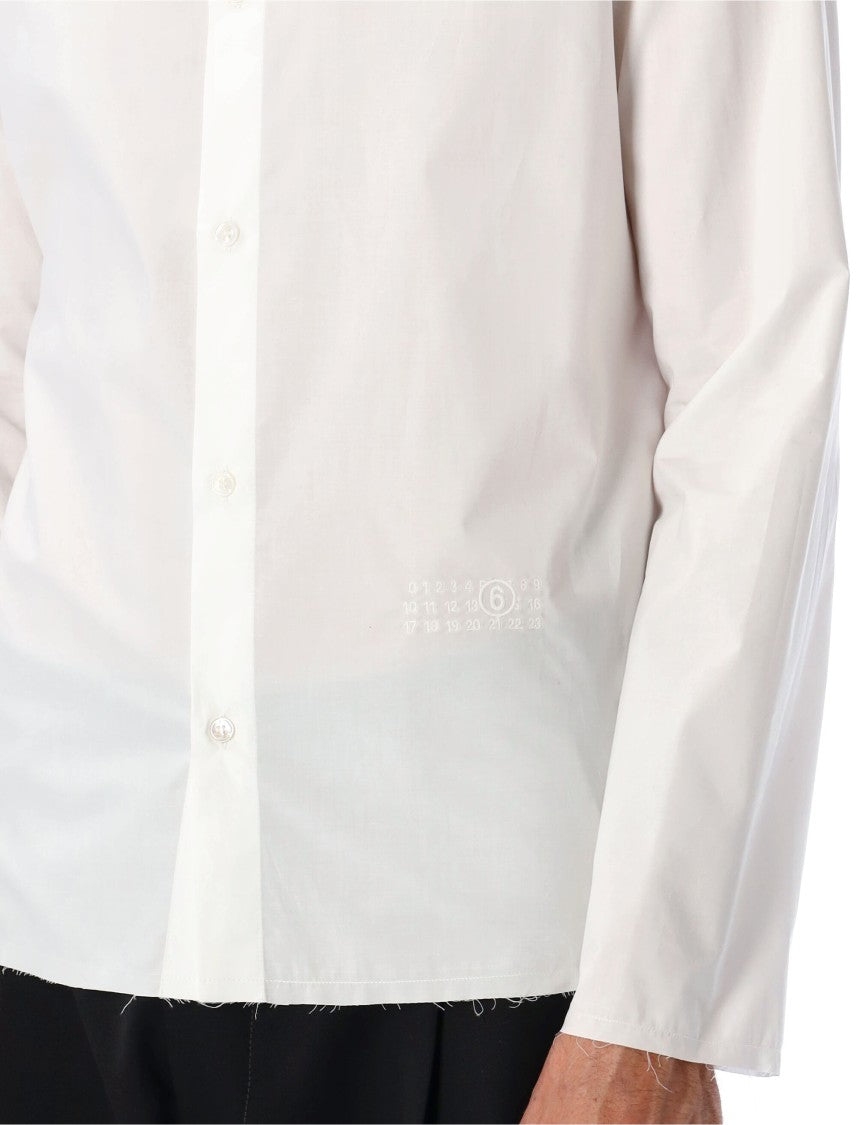 White Cotton Shirt With Raw Hem
