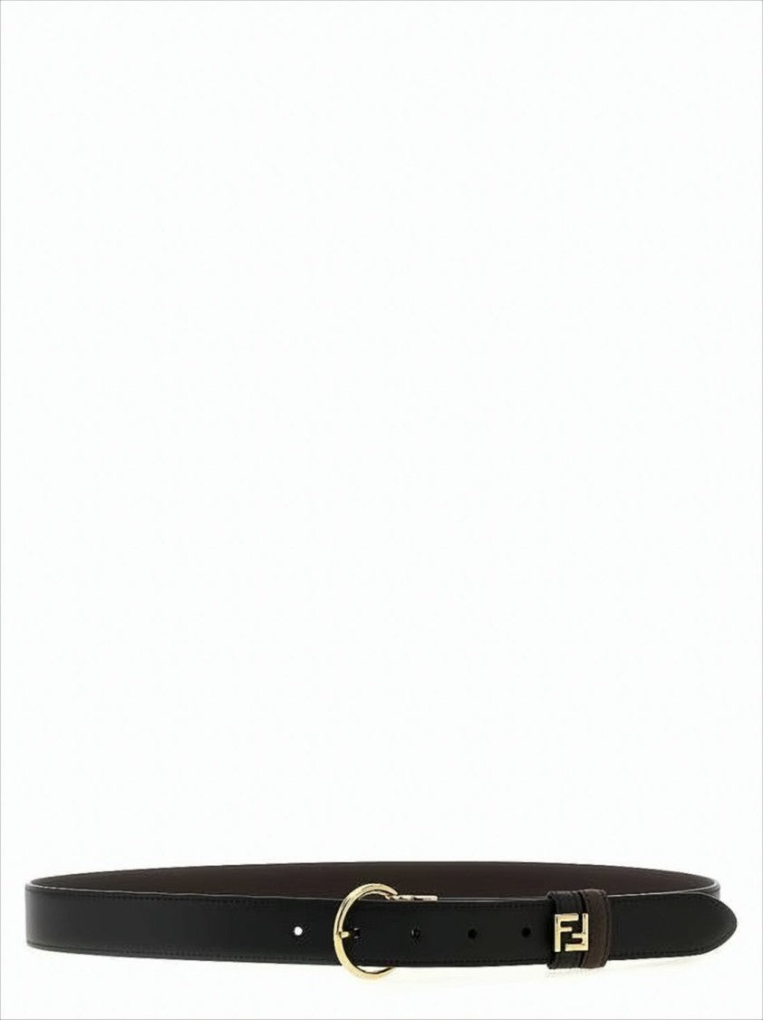 Reversible Calf Leather Belt with Polished Gold-tone Buckle