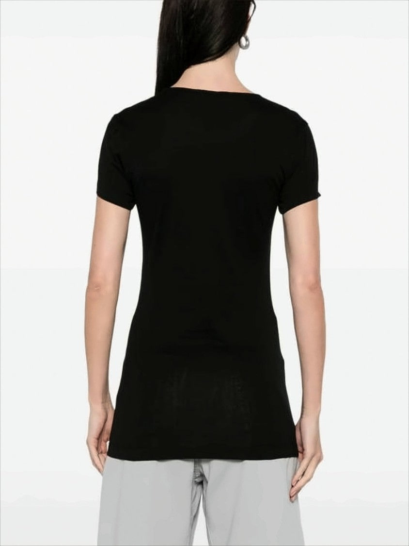 Fitted Short-Sleeve Cotton T-Shirt with Round Neckline