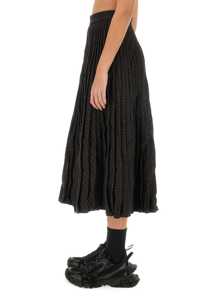 Pleated Wool Skirt with Structured Silhouette