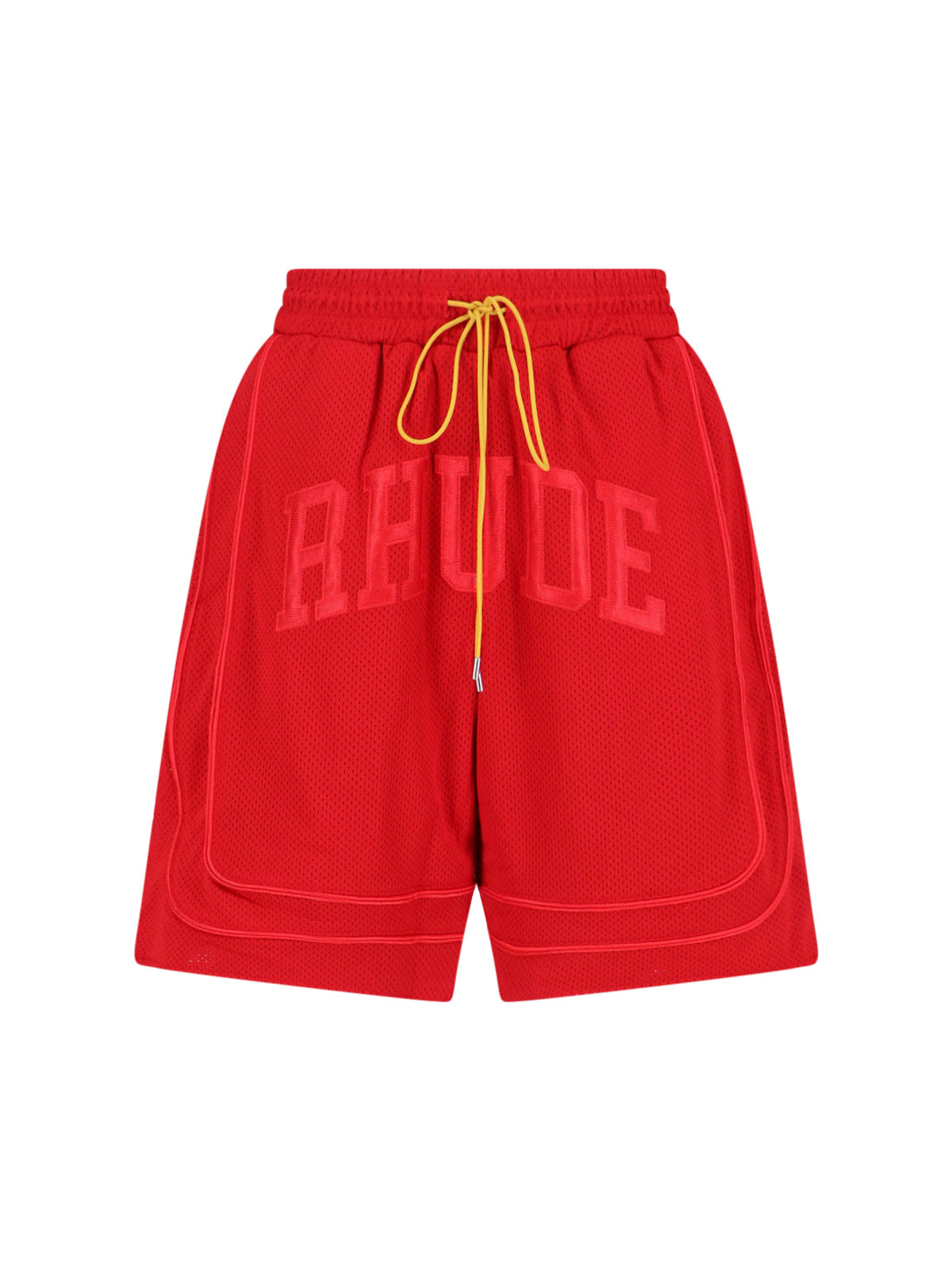 Red Straight-Leg Shorts With Classic Waistband