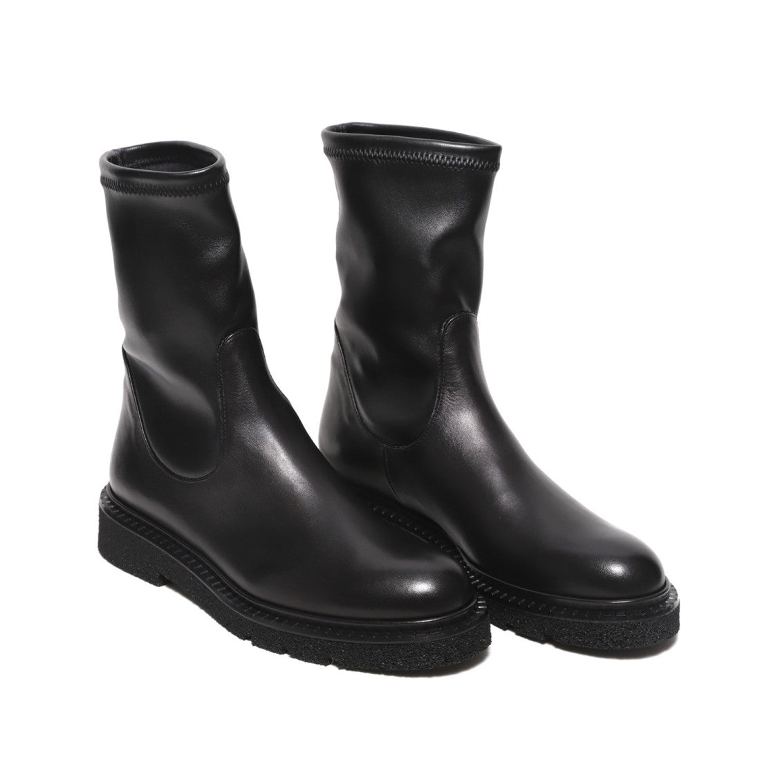 Buty na kostkę ze streczowej czarnej skóry nappa
