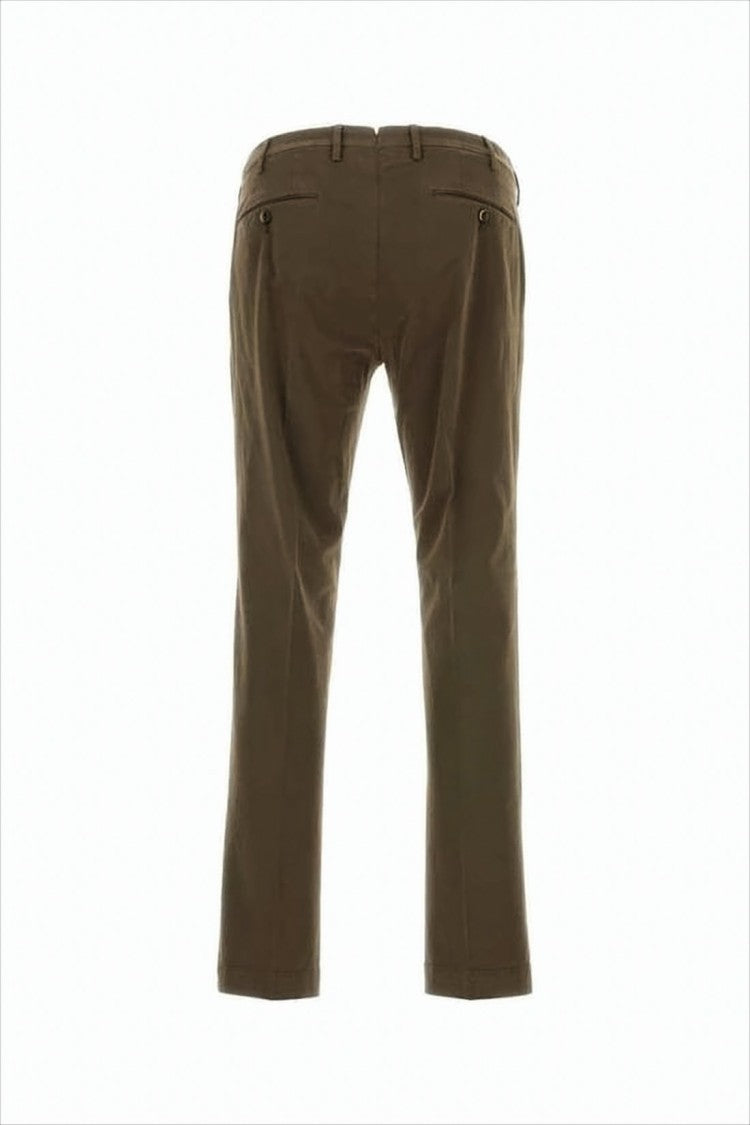 Tailored Brown Pants With Straight Leg Cut And Buttoned Pockets