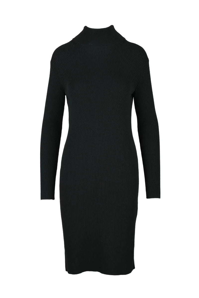 Long Ribbed Dress - Black