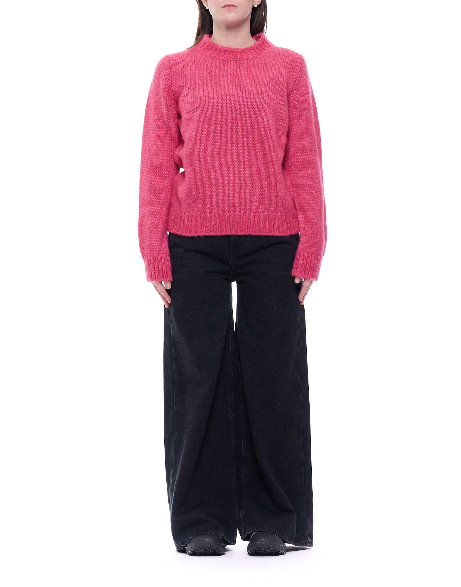 Women’S Pink Wool Crewneck Sweater