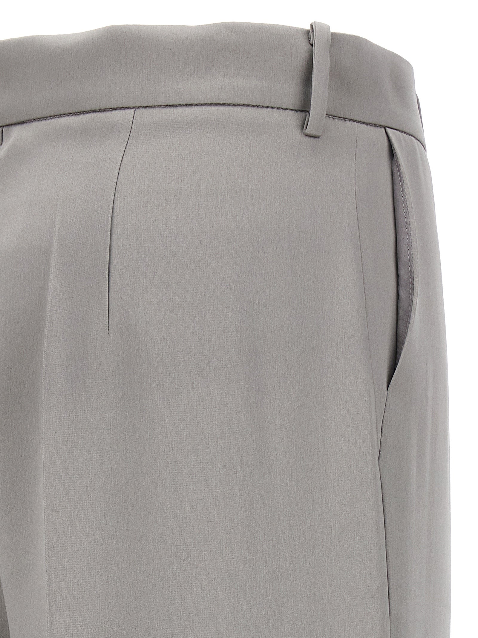 Satin Straight Leg Pants with Central Crease