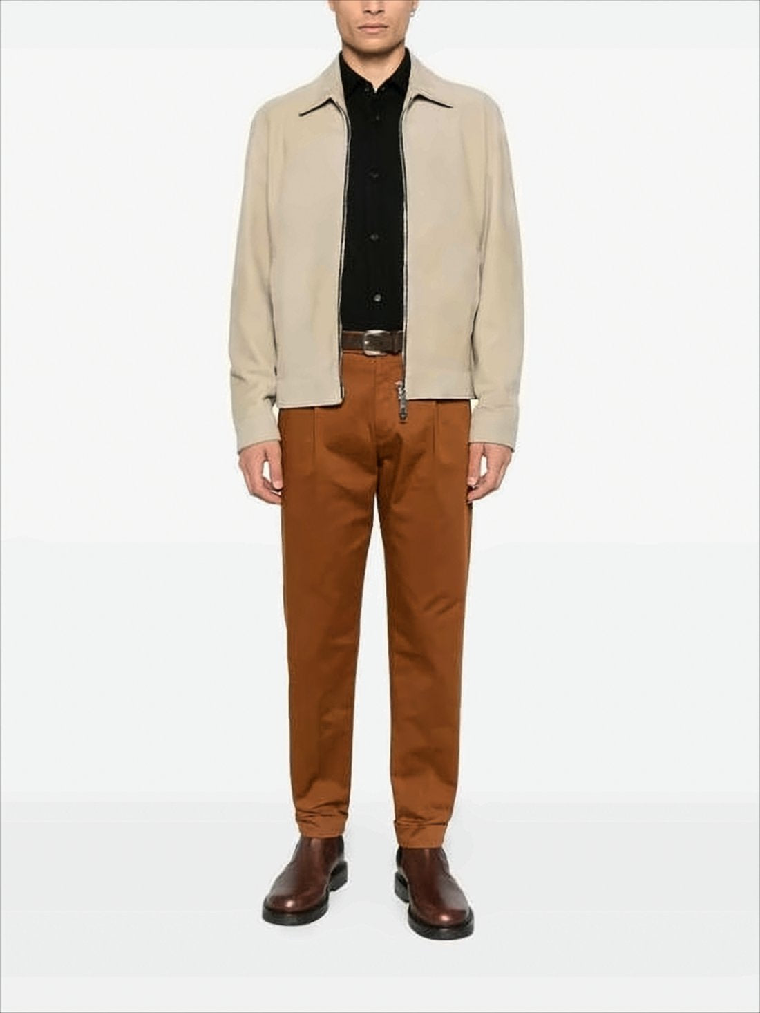 Straight-Leg Brown Cotton Trousers with Tailored Finish