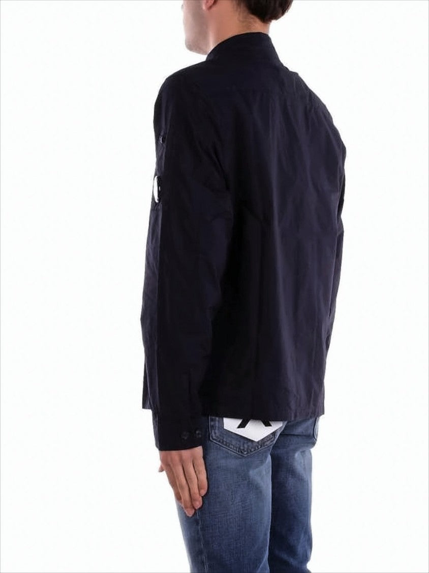 Long-Sleeve Button-Up Shirt with Subtle Logo Patch