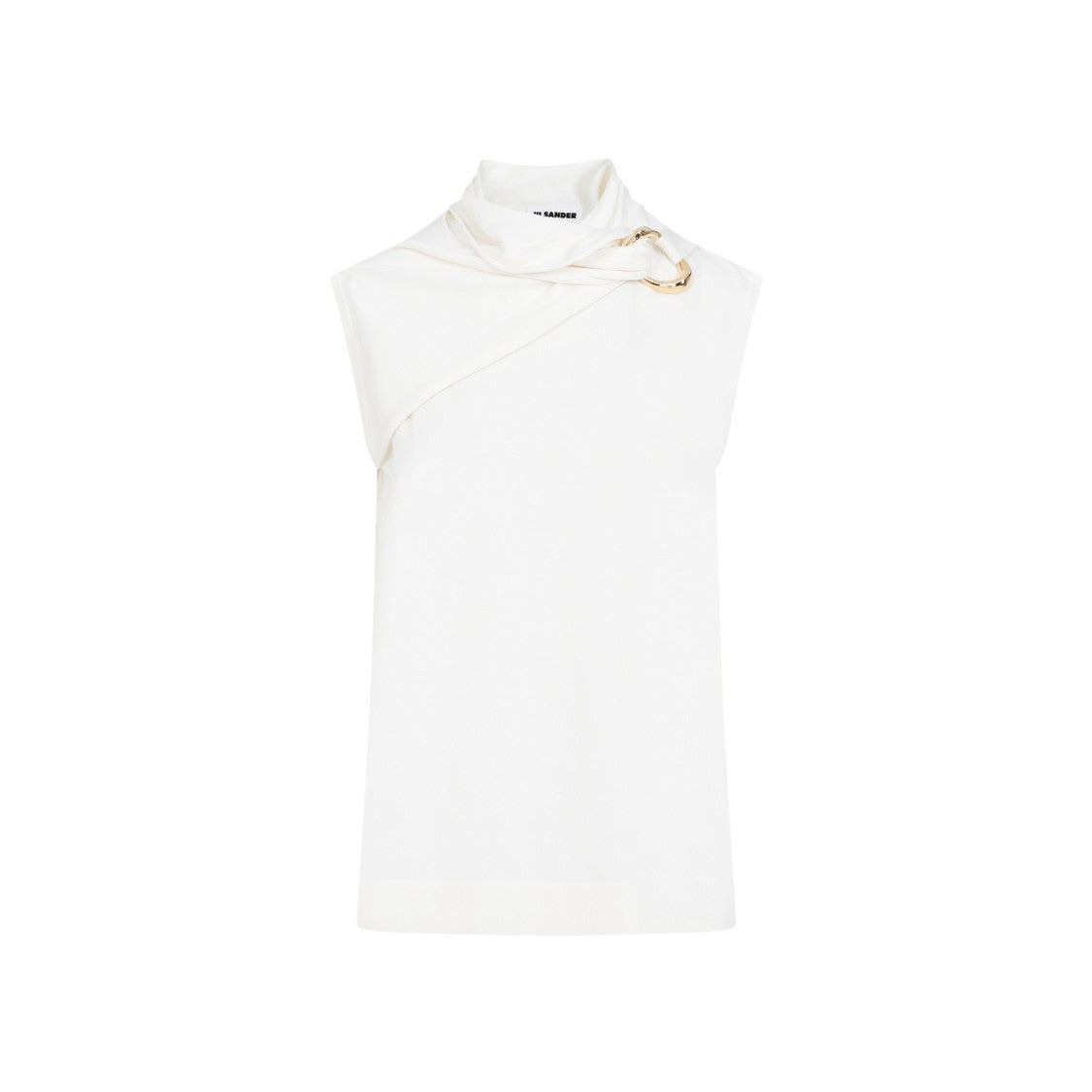 Draped Knitted Coconut Virgin Wool Tank Top
