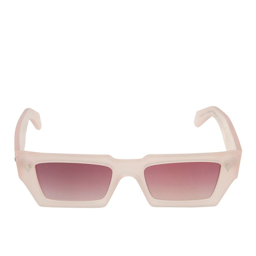 Disko Rectangular Frame Sunglasses with Translucent Pink Finish