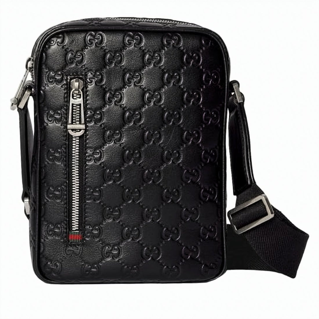 Compact Black Leather Crossbody Bag with GG Emblem