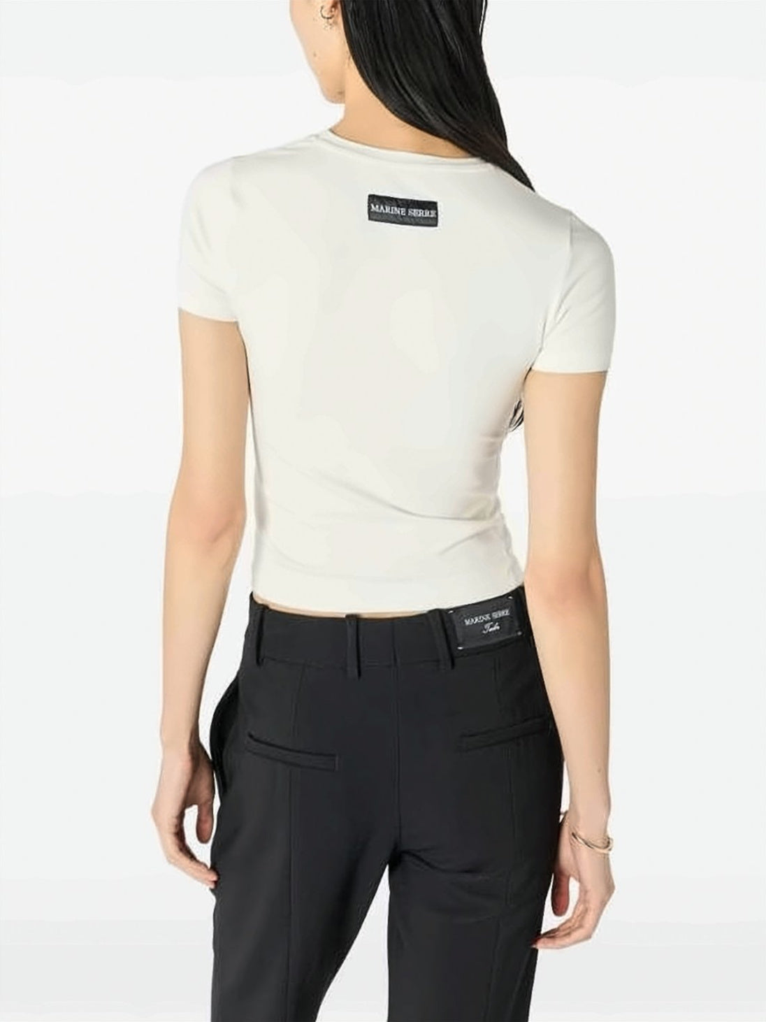 Short-Sleeve Top with Crescent Moon Pattern