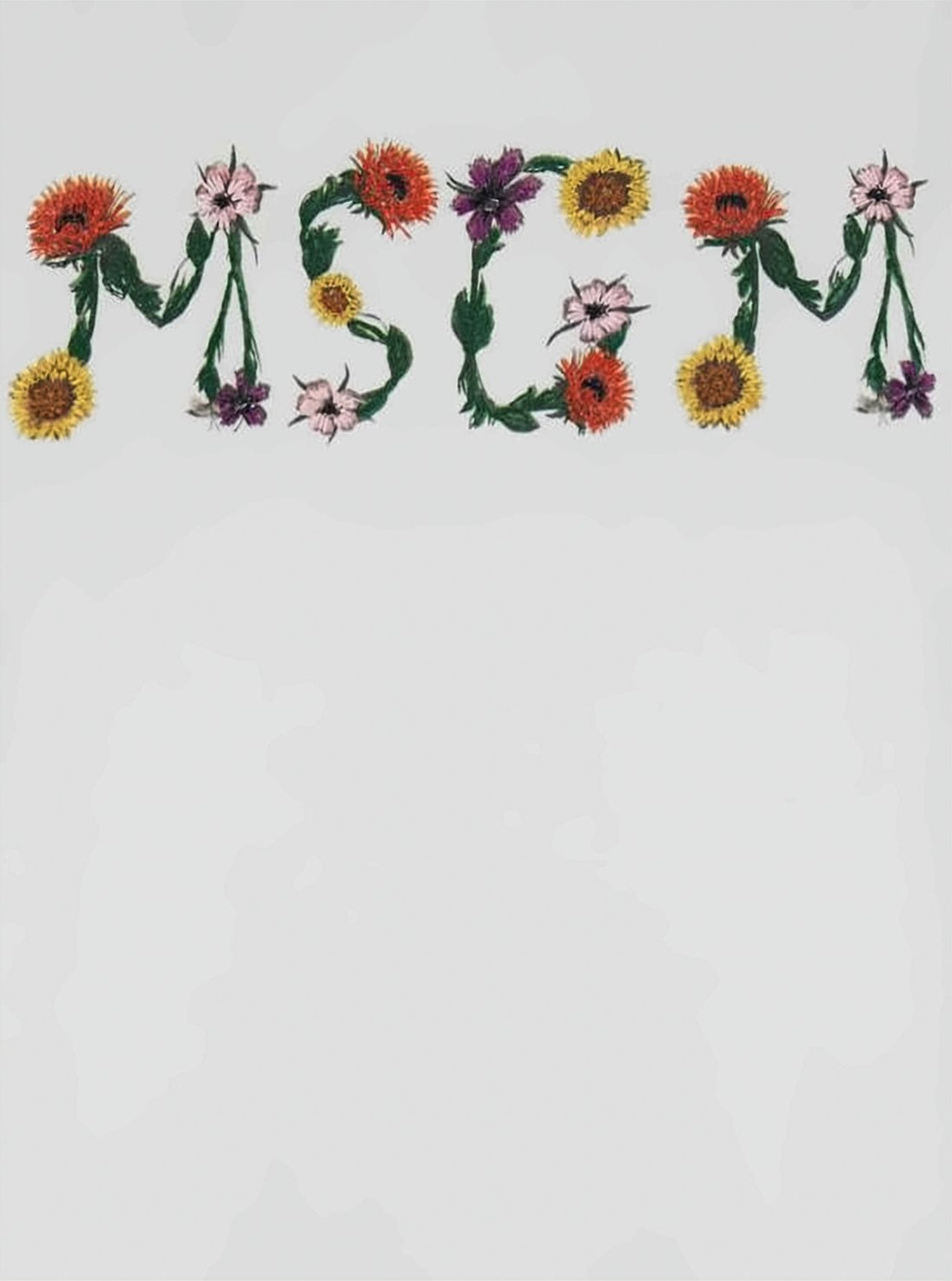 Floral Embroidered White Short-Sleeve T-Shirt by MSGM