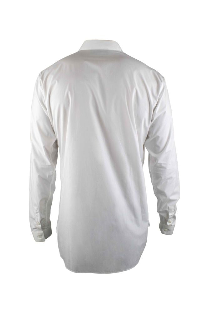 Concealed Button Placket White Cotton Shirt