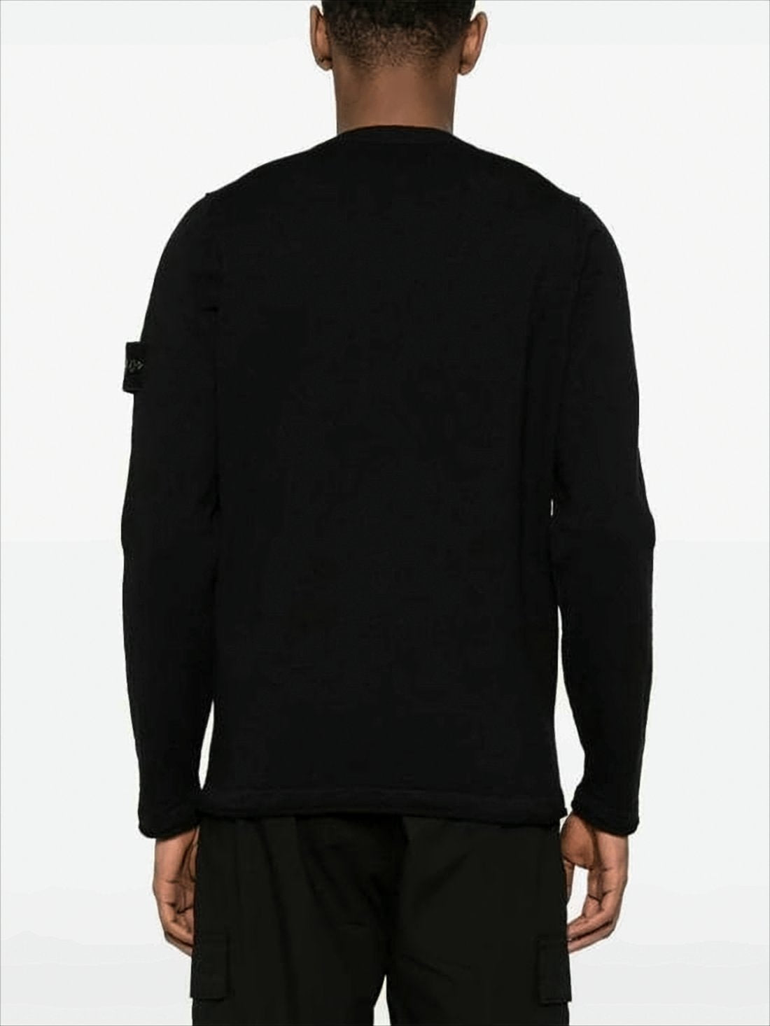 Textured Black Crew Neck Sweater