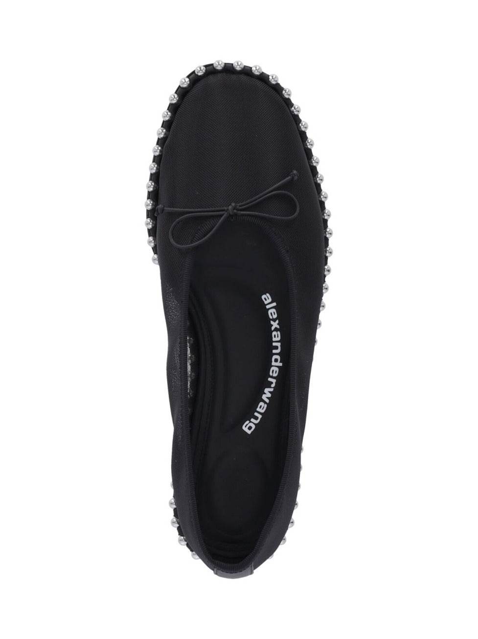 "Lina" Studded Mesh Ballerinas – Black