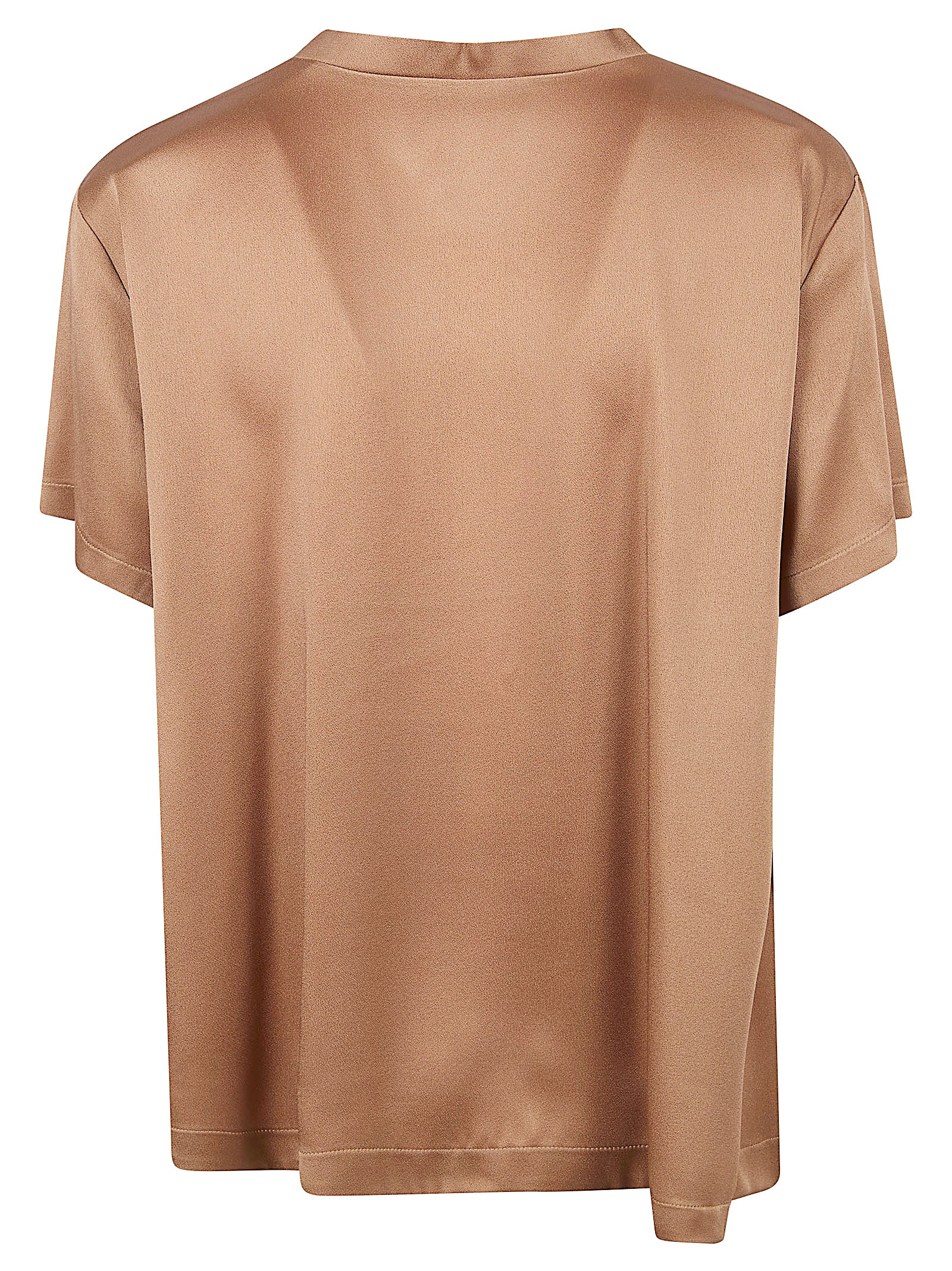 V-Neck Brown Top with Short Sleeves