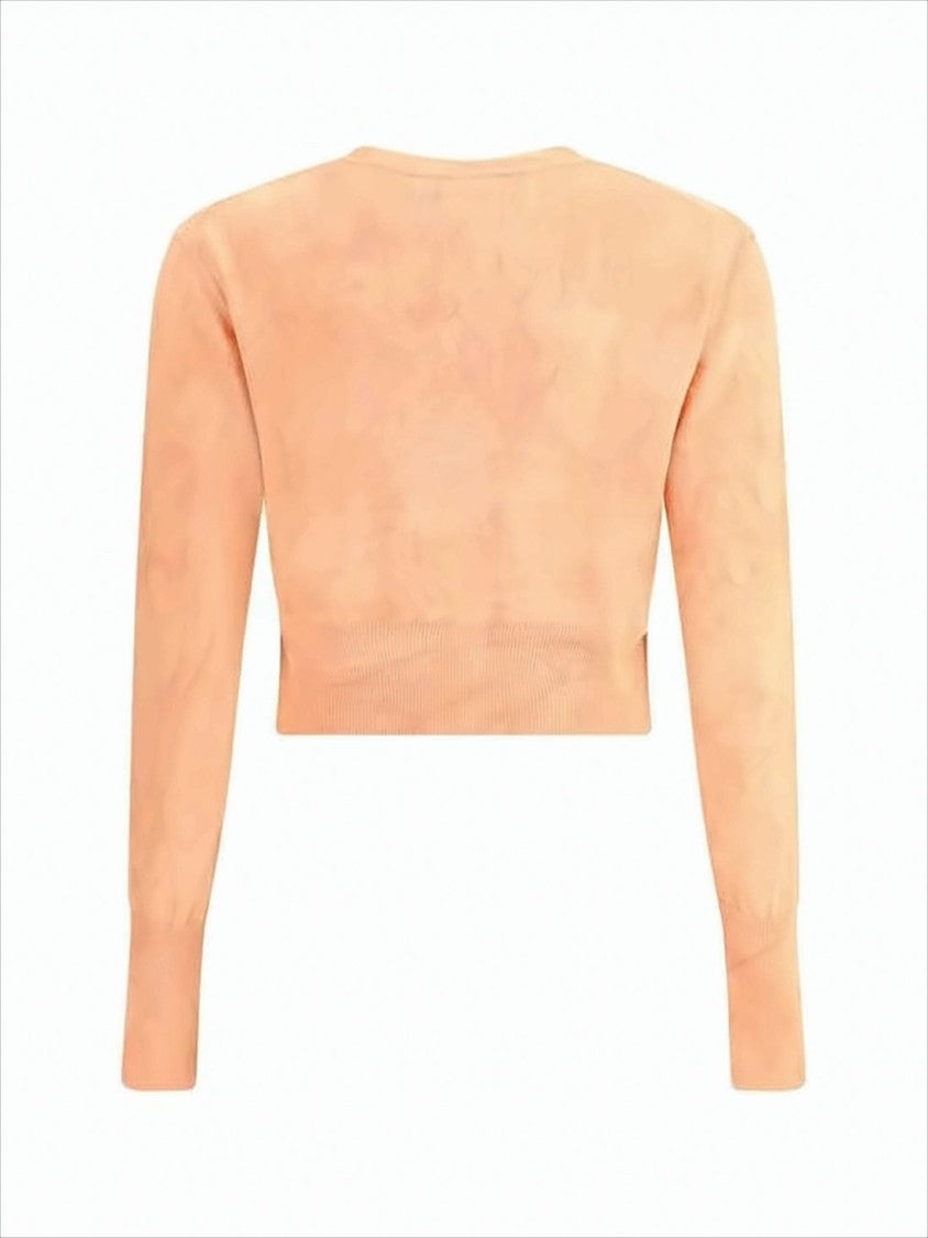 Cropped Cardigan with Button-Down Front and Logo Detail