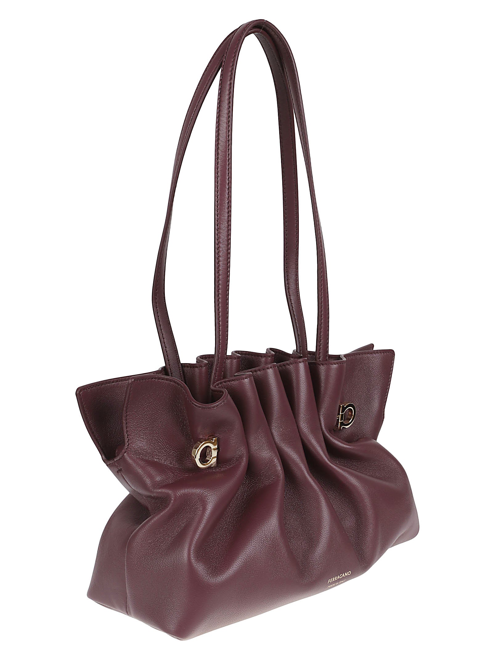 Ruched Leather Shoulder Bag with Versatile Carry Options
