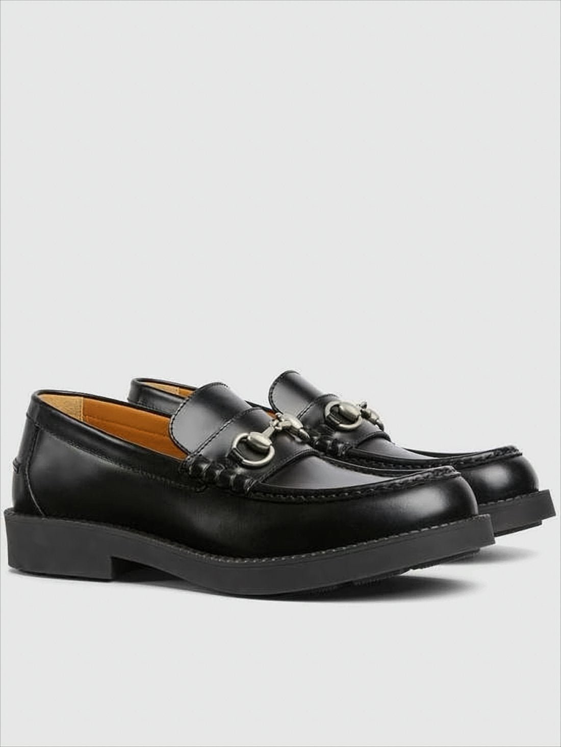 Leather Loafers with Interlocking Horsebit Detail