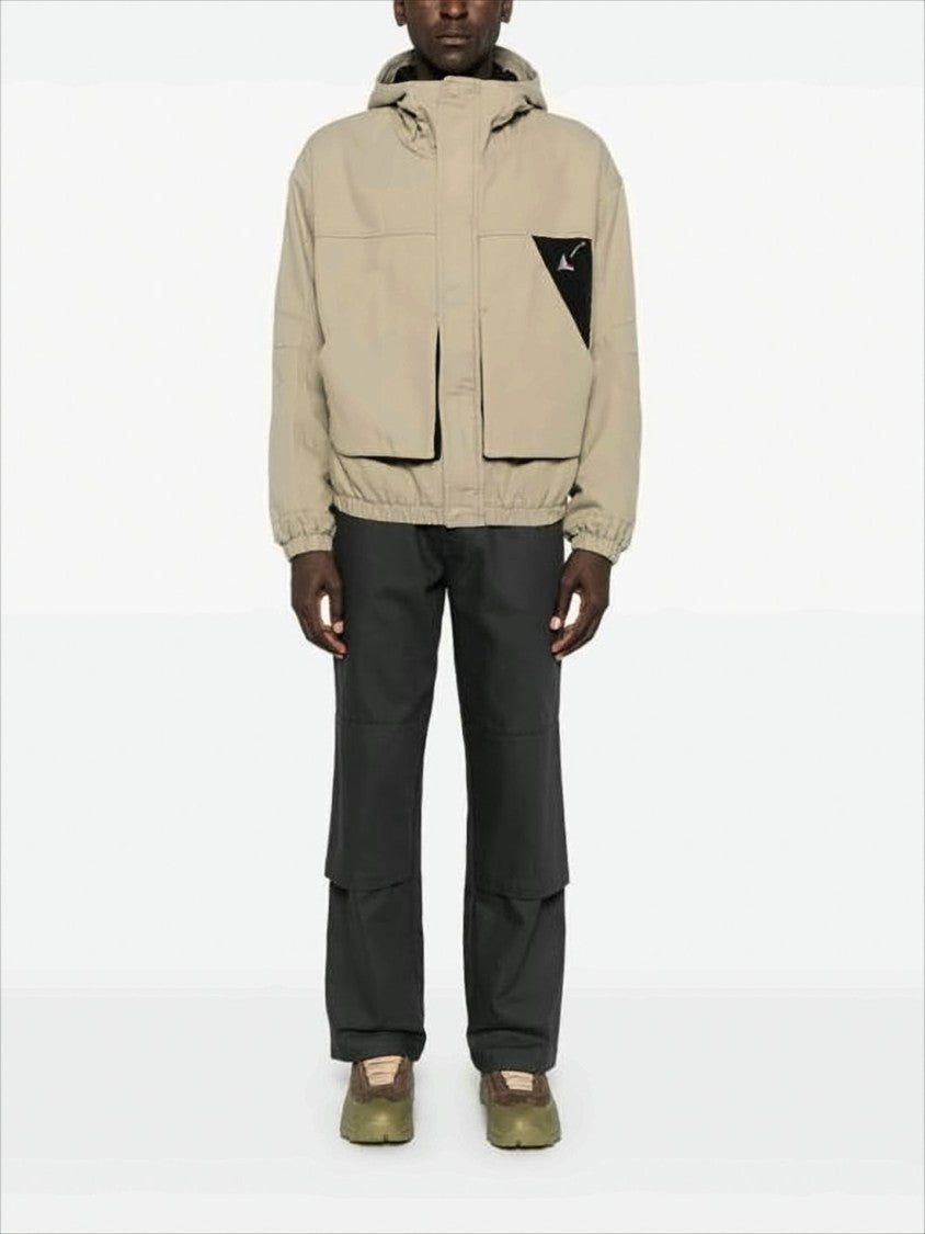 Cropped Hooded Jacket With Triangular Patch Detail