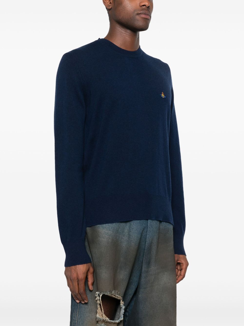 Navy Blue Crew Neck Sweater