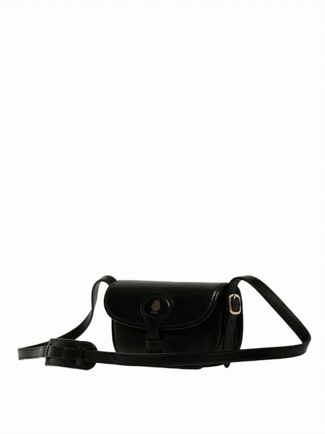 Black Smooth Calf Leather Flap Crossbody Bag