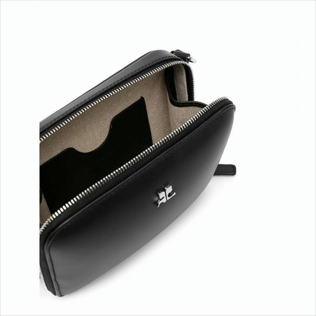 Rectangular Black Calf Leather Clutch With Detachable Straps