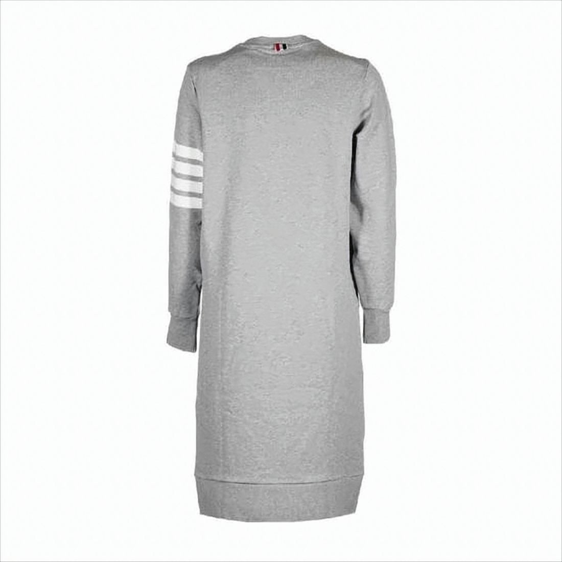 Heather Grey Midi Dress with Striped Sleeve Detail