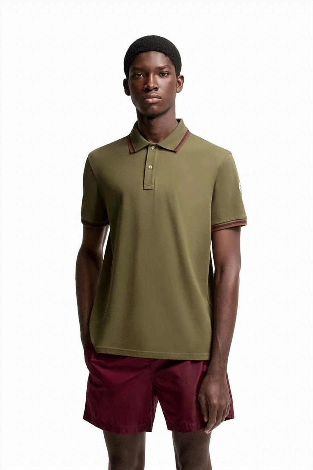 Short-Sleeve Polo Shirt With Contrasting Cuffs And Logo Patch