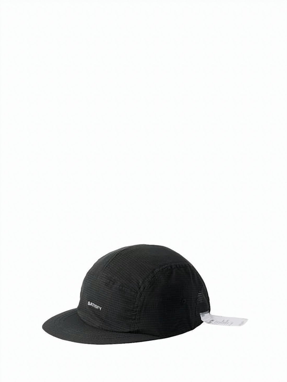 Structured Black Polyester Cap with Subtle Grid Texture