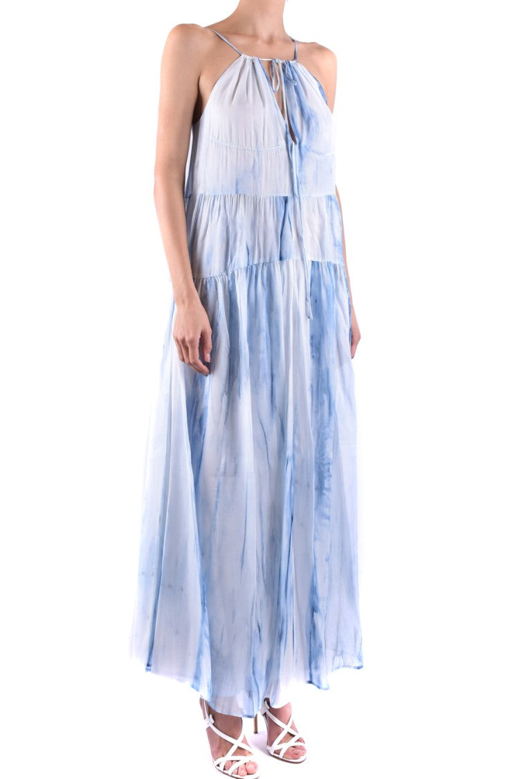 Tiered Maxi Dress With Watercolor Pattern