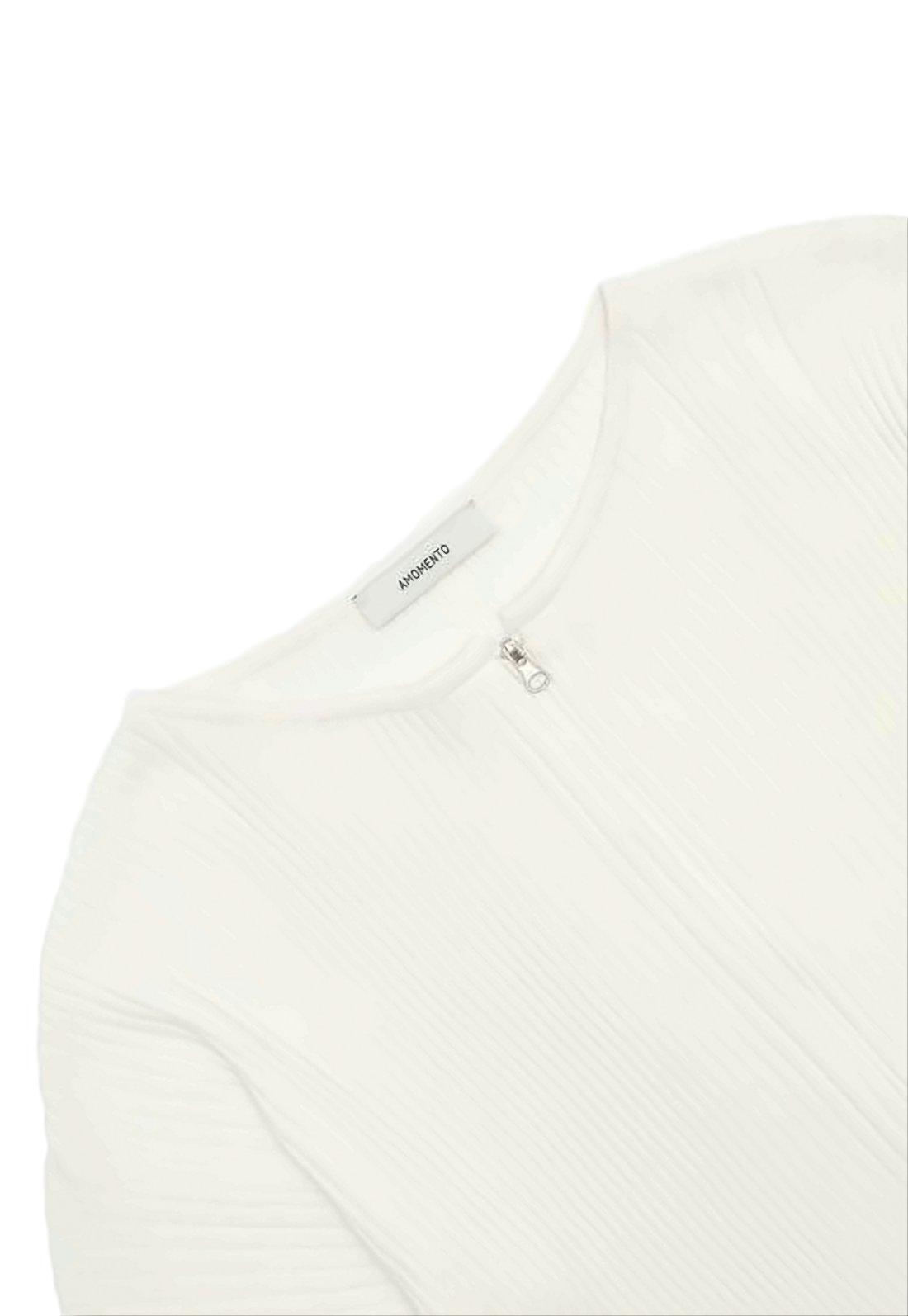 Cropped Ribbed Cardigan with Front Zipper Closure