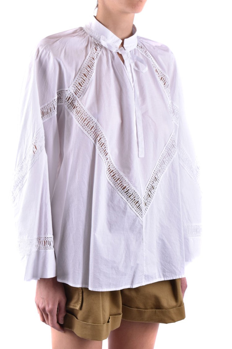 White Cotton Long-Sleeved Top