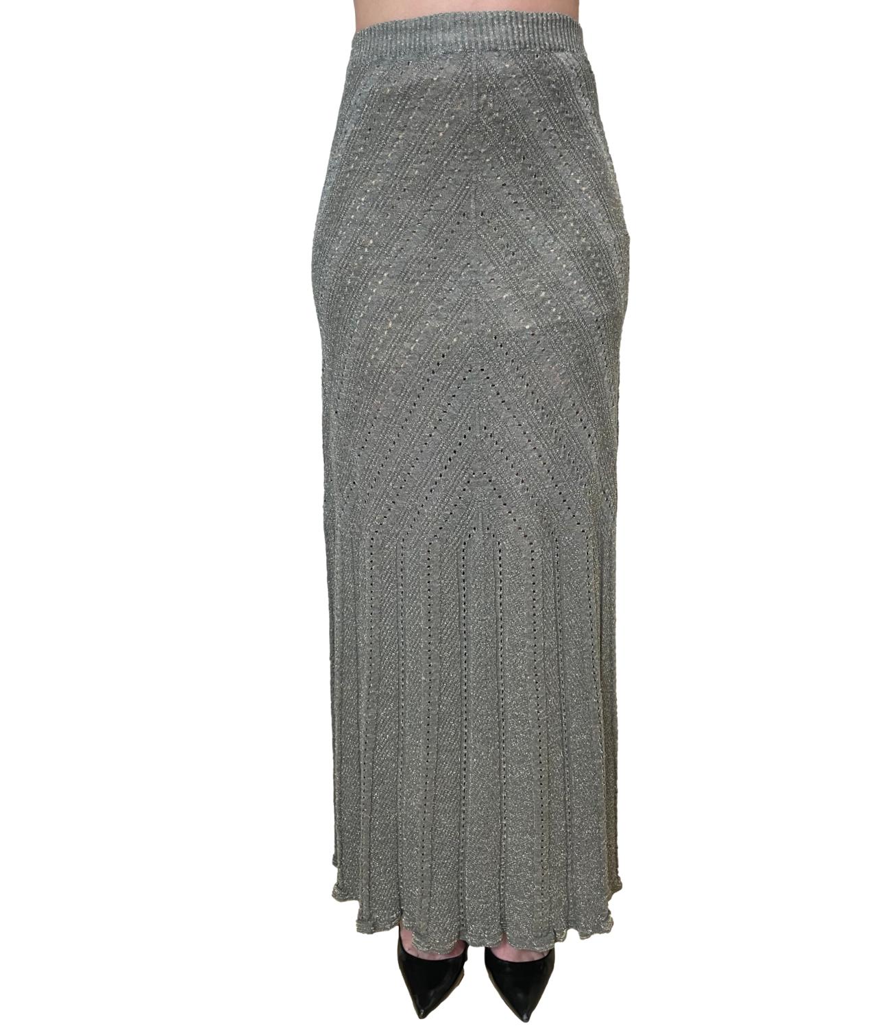Chevron Knit Maxi Skirt with Fitted Waist